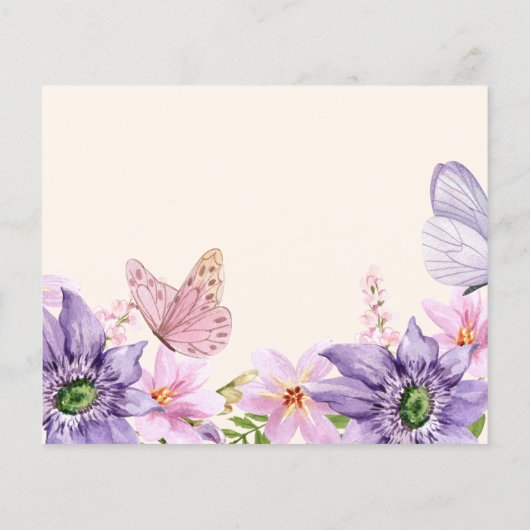 ハイ与え彼女の蝶レシピカードブライダルシャワー (裏面)