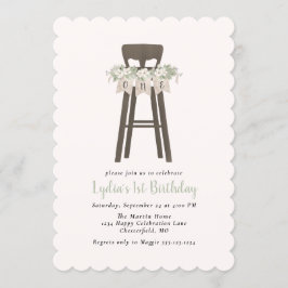 ハイ素朴チェア第1誕生日 招待状