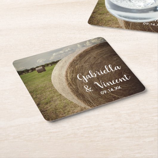 ハイ素朴バレス結婚ランチ スクエアペーパーコースター (アングル)