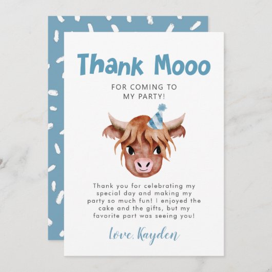 ハイ素朴ランドカウボーイズ誕生日 サンキューカード (正面/裏面)