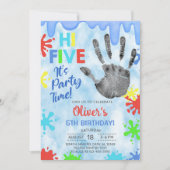 ハイ5、パーティー時間、スライム、男の子の誕生日招待状。 招待状 (正面)