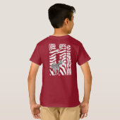 「ハイ」ゼブラ黒/白の抽象芸術ストライプトレンディー Tシャツ (裏面フル)