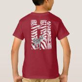 「ハイ」ゼブラ黒/白の抽象芸術ストライプトレンディー Tシャツ (裏面)