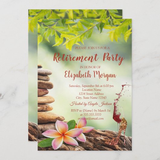 ハイ・ヒール, ガラス, 禅 ストーンズ 風景 引退 招待状 (正面/裏面)