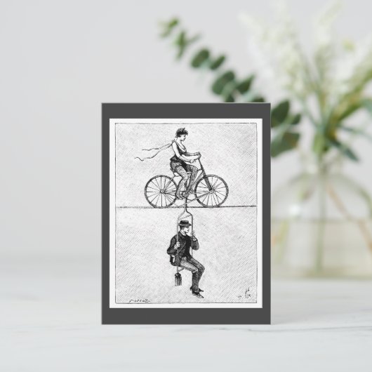 ハイ・ワイヤー・バイク - ヴィンテージサーカス自転車アクション ポストカード (スタンド正面)