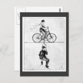ハイ・ワイヤー・バイク - ヴィンテージサーカス自転車アクション ポストカード (正面/裏面)