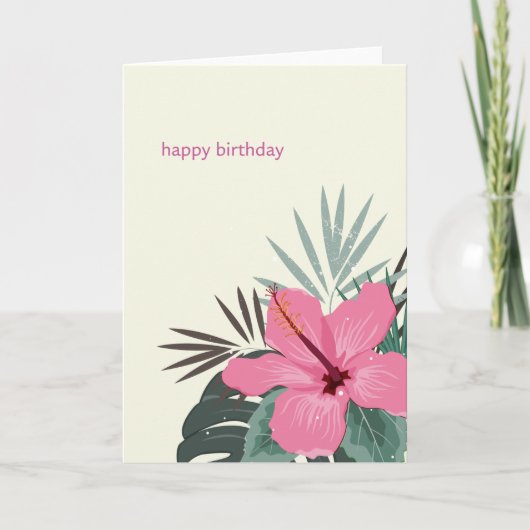 ハウオリラハナウハワイアン誕生日ハイビスカス 案内状 (正面)
