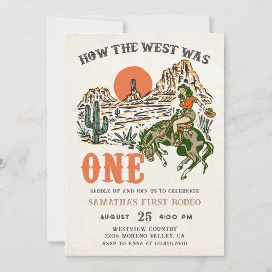 ハウザウェストはワンウエスタンカウボーイ誕生日 招待状 (正面)
