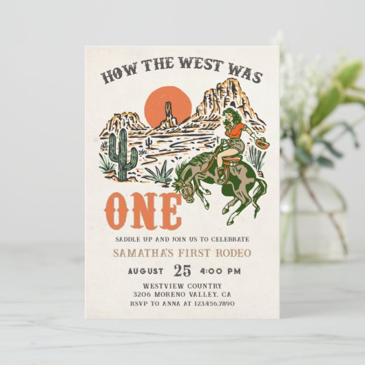 ハウザウェストはワンウエスタンカウボーイ誕生日 招待状 (スタンド正面)