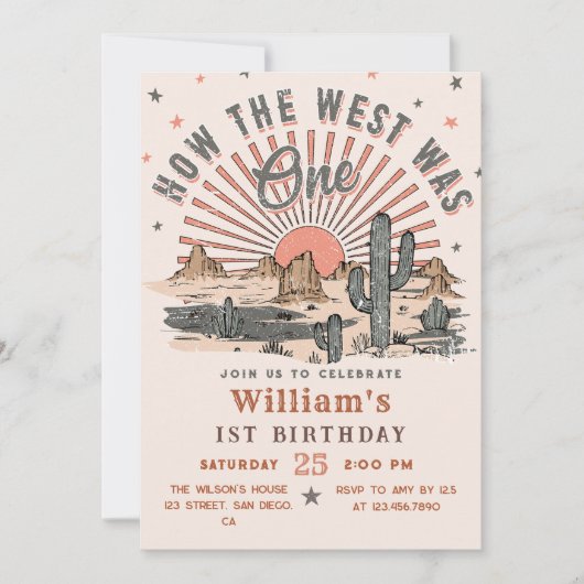 ハウザウェストはワンウエスタンカウボーイ誕生日 招待状 (正面)