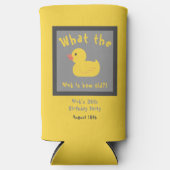 ハウザダック誕生日黄おもしろい色 スリム缶クーラー (正面)