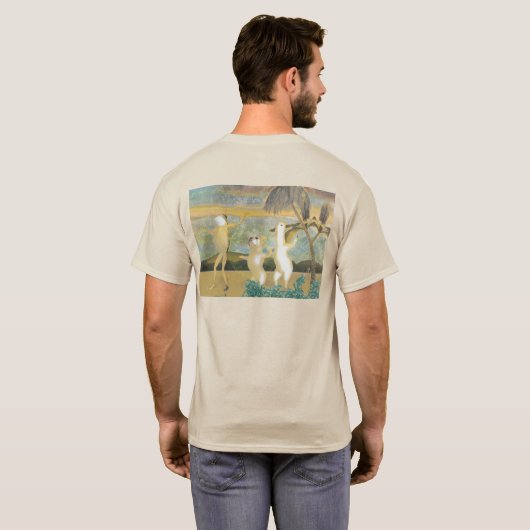 ハウザーユニセックス- Tシャツ(カエル、ラマ、犬) Tシャツ (裏面フル)