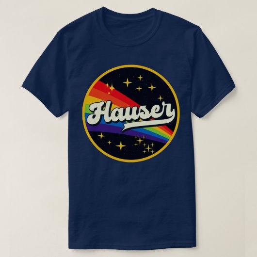 ハウザーレインボーイン宇宙ヴィンテージスタイル Tシャツ (デザイン正面)