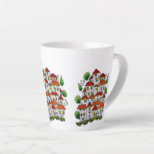 ハウスお洒落ラテマグ（ドードル – 手書き） カフェラテマグ (右アングル)