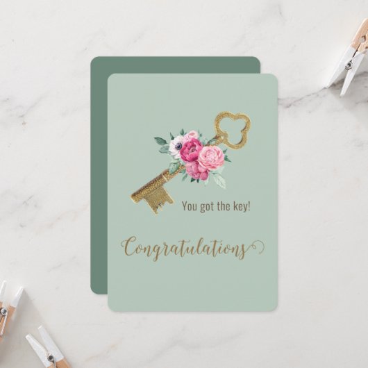 ハウスお洒落鍵おめでとうニューホームシック カード (正面/裏面インサイチュ)