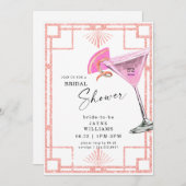 ハウスでのピンクパーティー カクテル ブライダルシャワー 招待状 (正面/裏面)