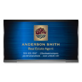 ハウスアイコン |メタリック背景（青） マグネット名刺 (正面)