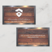 ハウスアイコン |木製ボード |メタル縁ど 名刺 (正面/裏面)