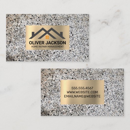 ハウスアイコン | 石壁メタルフレーム 名刺 (正面/裏面)