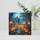 ハウスアフター幽霊のよく出るダークハッピーハローウィン カード (スタンド正面)