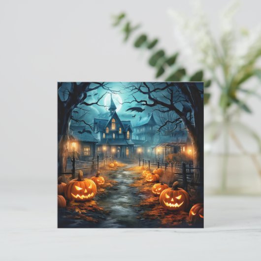 ハウスアフター幽霊のよく出るダークハッピーハローウィン カード (スタンド正面)