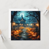 ハウスアフター幽霊のよく出るダークハッピーハローウィン カード (正面/裏面インサイチュ)