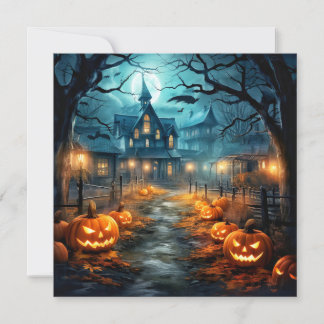 ハウスアフター幽霊のよく出るダークハッピーハローウィン カード