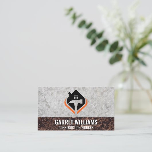 ハウスアンドハンマーロゴ | コンクリートと汚れ 名刺 (スタンド正面)