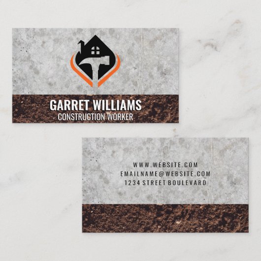 ハウスアンドハンマーロゴ | コンクリートと汚れ 名刺 (正面/裏面)