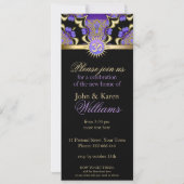 ハウスウォーミングオムパープル金ゴールドパーティの招待状 招待状 (裏面)