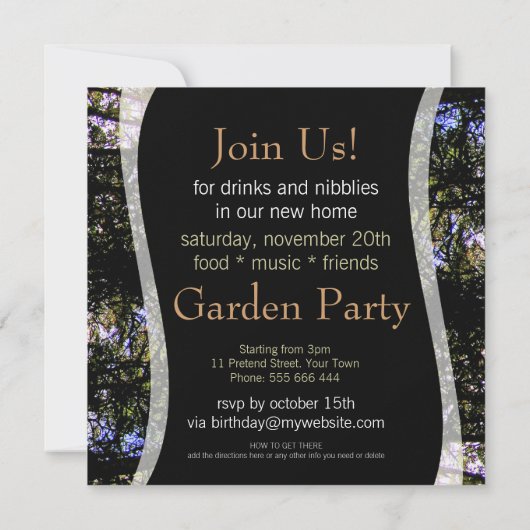 ハウスウォーミングガーデンパーティの招待状 招待状 (裏面)