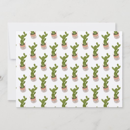 ハウスウォーミングパーティーサボテン植物ポットハンドドロー 招待状 (裏面)