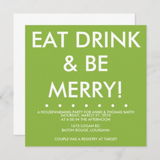 ハウスウォーミング 招待状 (正面/裏面)