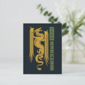 ハウスオブザドラゴン金ゴールド&グリーンニューイヤー | 恭喜發財 ポストカード (スタンド正面)