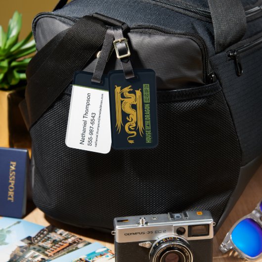 ハウスオブザドラゴン金ゴールド&グリーンニューイヤー | 恭喜發財 ラゲッジタグ (正面&裏面)