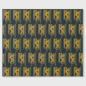 ハウスオブザドラゴン金ゴールド&グリーンニューイヤー | 恭喜發財 ラッピングペーパー (フラット)