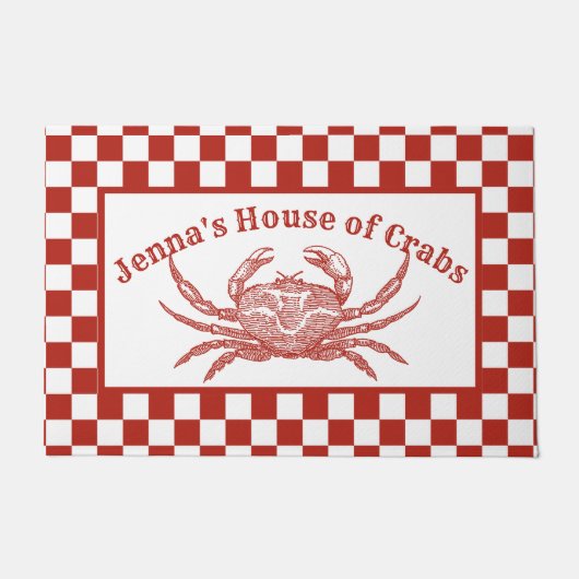 ハウスオブパーソナライズされたカニヴィンテージウッドカット ドアマット (正面)