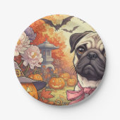 ハウスオブプグドッグ&ハロウィーン，秋，アートヌオーヴォ ペーパープレート (正面)