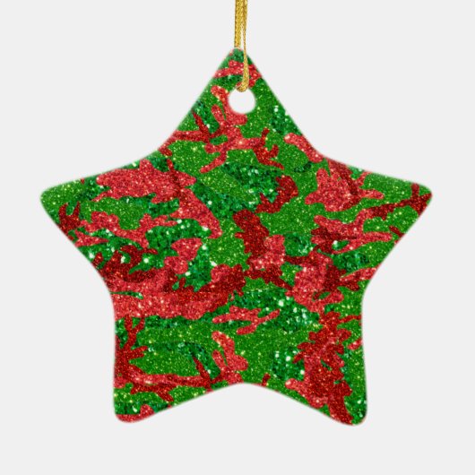 ハウスオブ迷彩柄クリスマスグリッターカモフラージュ セラミックオーナメント (裏面)