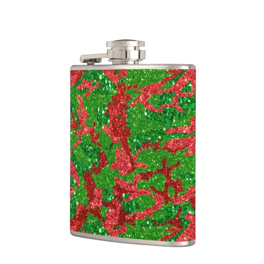 ハウスオブ迷彩柄クリスマスグリッターカモフラージュ フラスク (左)