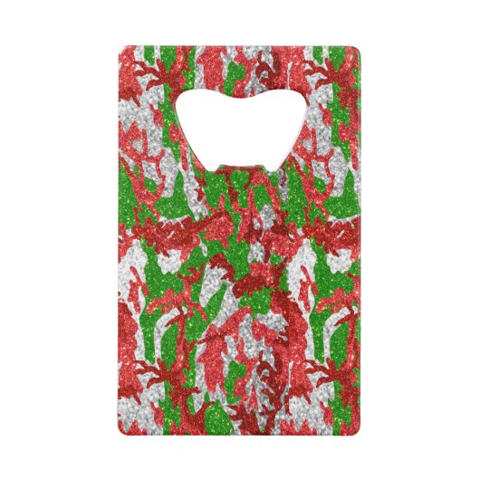 ハウスオブ迷彩柄シルバークリスマスパターン クレジットカード栓抜き (正面)