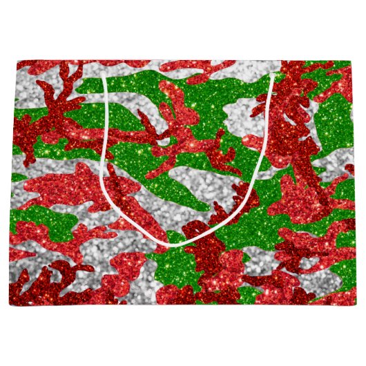 ハウスオブ迷彩柄シルバークリスマスパターン ラージペーパーバッグ (正面)