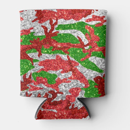 ハウスオブ迷彩柄シルバークリスマスパターン 缶クーラー (正面)