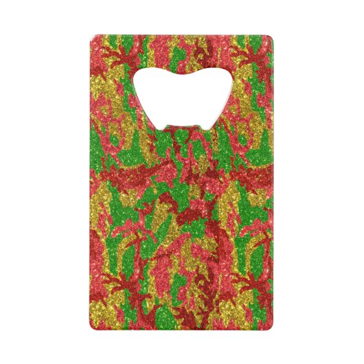 ハウスオブ迷彩柄金ゴールドクリスマスパターン クレジットカード栓抜き (正面)