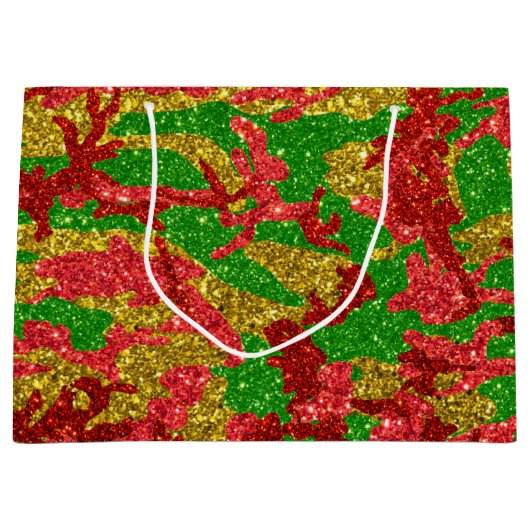 ハウスオブ迷彩柄金ゴールドクリスマスパターン ラージペーパーバッグ (正面)