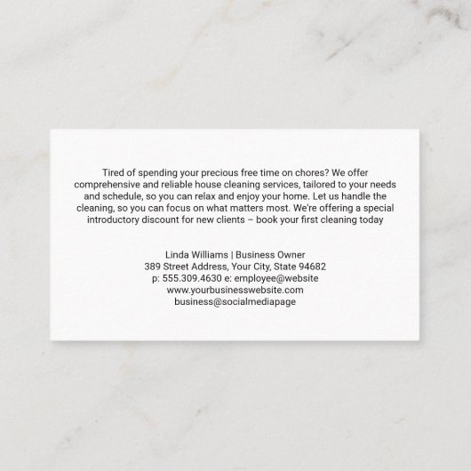 ハウスキーパー清掃とスマイル 名刺 (裏面)