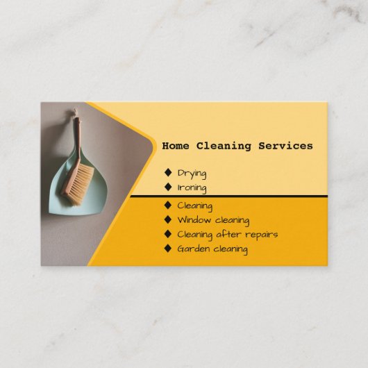 ハウスキーピング清掃サービスイエロービジネスカード 名刺 (正面)