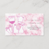 ハウスキーピング漫画ピンク大理石清掃サービス 名刺 (正面)