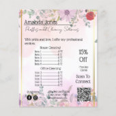 ハウスキーピング メイド 価格 花柄 QRコード チラシ (正面)