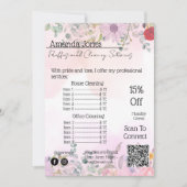 ハウスキーピング メイド 料金 花柄 QRコード 招待状 (正面)